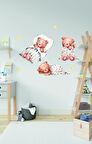 Bizerk Görsel Uyuyan Sevimli Ayıcık ve Yıldızlar Çocuk Odası Kreş Anaokulu Duvar Yapışkanı Sticker