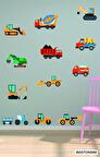 Bizerk Görsel Eğitici Taşıt  İş Makinesi Kamyon Vinç Traktör Bebek/Çocuk Odası Duvar Kapı Sticker