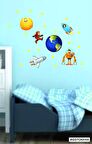 Bizerk Görsel Uzay Gemisi Astronot Dünya Mekik Yıldız Çocuk/Bebek Odası Kreş Anaokulu Duvar Kapı Cam Sticker