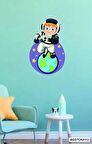 Bizerk Görsel Gezegen Astronot Uzay Yıldız Çocuk/Bebek Odası Kreş Anaokulu Duvar Kapı Sticker
