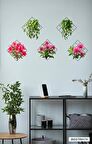 Bizerk Görsel 3d Parlak Yeşil Bitkiler Örgü Çiçek Şeffaf Duvar Sticker Ev Dekor Sanat