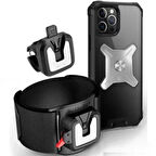 Bisiklet Motorsiklet Gidon Telefon Tutucu 2in1 Kol/Bilek Takılan Band Pratik Kilitli Telefon Tutucu