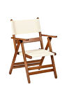 Marmaris Pvc Kumaşlı Katlanabilir Ahşap Sandalye - Bahçe Balkon Mutfak Sandalyesi