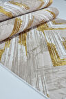 Kaymaz Tabanlı Kesme Kabartmalı Salon Koridor Mutfak Halısı5014G Gold