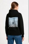 Oversize Hoodie - Sırt Baskılı Survivor Penguin Temalı, Felsefi Yazılı Kapüşonlu Sweatshirt - Siyah