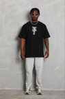 Erkek Baskılı T-Shirt Kısa Kol Bisiklet Yaka Regular Fit Rahat Kalıp Günlük Tişört - Siyah