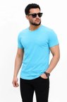 Erkek Basic Tişört Bisiklet Yaka Kısa Kol Günlük Yazlık Slim Fit T-Shirt - Açık Mavi