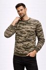 Erkek Kamuflaj Desenli 2 İplik 4 Mevsim Uzun Kollu Bisiklet Yaka Sweatshirt - Kamuflaj
