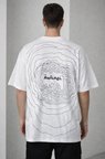 Erkek Bisiklet Yaka Baskılı Kısa Kollu Tişört Streetwear Günlük Basic Pamuklu T-shirt - Beyaz