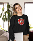 Yazılımcılara Özel Angular Developer Baskılı, Unisex, Sıfır Yaka Regular Sweatshirt