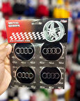 Universal Araç Uyumlu, Audi Jant Göbeği Arması, Sticker 4'lü Set 60mm