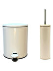 Primanova Cigo Çelik Çöp Kovası ve Tuvalet Fırçası Bej