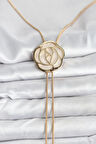 Pirinç Gold Renk Gül Model Asansörlü Kadın Kolye