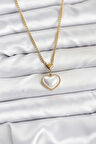 316L Çelik Zincir Gold Renk Bombeli Kalp Model Kadın Kolye