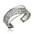 Gümüş Eskitme Desenli Kadın Bilezik