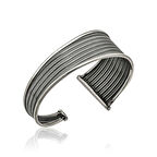 Gümüş Eskitme Desenli Kadın Bilezik