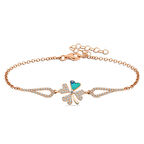 Gümüş Rose Nazarlı Yonca Kadın Bileklik