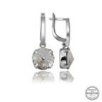 Swarovski Crystal Taşlı Gümüş Beyaz Sallantılı Kadın Küpe