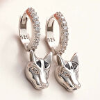 ​Gümüş Sallantılı Kaplan Figürlü Kadın Küpe