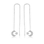 Gümüş Zincirli Ay Yıldız Küpe