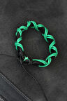 Yeşil İpli Siyah Renk Deri Erkek Bileklik