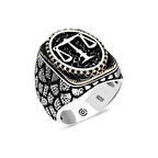 Gümüş Elif Vav Oval Erkek Yüzük