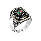 Gümüş Osmanlı Arması Oval Erkek Yüzük