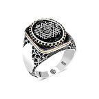 Gümüş Süleyman Mührü Oval Erkek Yüzük