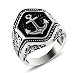 Gümüş Deniz Çapası Armalı Erkek Yüzük