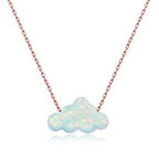 Gümüş Rose Beyaz Opal Taş Bulut Kadın Kolye