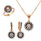 Gümüş Elmas Model Çiçek Kadın Set