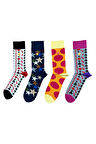 Erkek Renkli Desenli Pamuklu Günlük Çorap