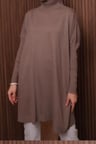 Balenbi Kadın Dik Yaka Basic 80cm Salaş Oversize Triko Tunik 1145