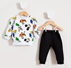 Özel Karakterler Baskılı Bebek Alt Üst Takım Siyah | 18-24 AY