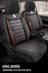 Seat İnca  Uyumlu 5 KOLTUK TAM SET KRAL SERİSİ JAKAR OTO KOLTUK KILIFI SİYAH-KIRMIZI ŞERİT