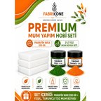 Premium Mum Yapım Hobi Seti - Parafin Wax 250 gr - 2'li Toz Mum Boyası Seti - Yeşil, Turuncu BKFABPW2502YT