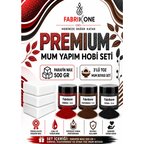 Premium Mum Yapım Hobi Seti - Parafin Wax 500 gr - 3'lü Toz Mum Boyası Seti - Kırmızı, Kahverengi, Siyah BKFABPW5003KKHS