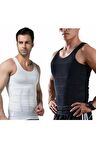 Erkek Toparlayıcı Ve Ince Gösteren Korse Atlet Siyah Ve Beyaz 2 Li Paket