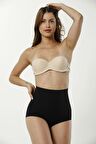Kadın Siyah Lazer Kesim Yüksek Bel Slip Korse