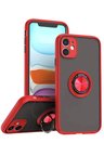 Newface Apple iPhone 11 Kılıf Montreal Yüzüklü Silikon Kapak - Kırmızı