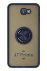 Newface Samsung Galaxy J7 Prime Kılıf Montreal Yüzüklü Silikon Kapak - Lacivert