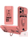 Newface iPhone 14 Pro Kılıf Zuma Kartvizitli Yüzüklü Silikon - Pembe