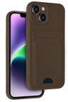 Newface Apple iPhone 14 Kılıf Kelvin Kartvizitli Silikon - Kahverengi