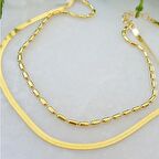 Gümüş İthal İkili Zincir Bileklik