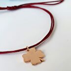 Gümüş İpli Plaka Yonca Bileklik