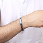 Nur Silver Mavi Erkek Gümüş Bilekliği