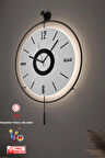 (ORTA BOY)black Fred Led Kristal- - Modern Dekoratif Metal Duvar Saati