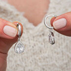 BlackCraft Gümüş Beyaz Zirkon Taşlı Damla Kadın Küpe (BC-603452)