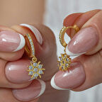 BlackCraft Gümüş Gold Sallantılı Güneş Kadın Küpe (BC-E8D0FA)