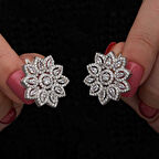 BlackCraft Gümüş Zirkon Taşlı Çiçek Kadın Küpe (BC-1717DF)